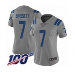 Women's Indianapolis Colts #7 Jacoby Brissett Limited Gray Inverted Legend 100th Season Football Jersey