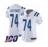 Women's Indianapolis Colts #74 Anthony Castonzo White Vapor Untouchable Limited Player 100th Season Football Jersey