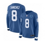 Women's Indianapolis Colts #8 Rigoberto Sanchez Limited Blue Therma Long Sleeve Football Jersey