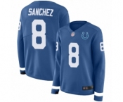 Women's Indianapolis Colts #8 Rigoberto Sanchez Limited Blue Therma Long Sleeve Football Jersey