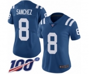 Women's Indianapolis Colts #8 Rigoberto Sanchez Royal Blue Team Color Vapor Untouchable Limited Player 100th Season Football Jersey
