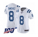 Women's Indianapolis Colts #8 Rigoberto Sanchez White Vapor Untouchable Limited Player 100th Season Football Jersey