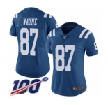 Women's Indianapolis Colts #87 Reggie Wayne Limited Royal Blue Rush Vapor Untouchable 100th Season Football Jersey
