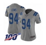 Women's Indianapolis Colts #94 Tyquan Lewis Limited Gray Inverted Legend 100th Season Football Jersey