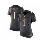 Women's Nike Indianapolis Colts #1 Pat McAfee Limited Black Gold Salute to Service NFL Jersey