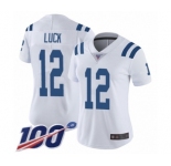 Women's Nike Indianapolis Colts #12 Andrew Luck White Vapor Untouchable Limited Player 100th Season NFL Jersey