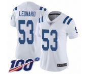 Women's Nike Indianapolis Colts #53 Darius Leonard White Vapor Untouchable Limited Player 100th Season NFL Jersey
