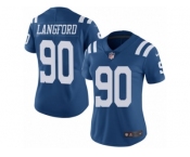 Women's Nike Indianapolis Colts #90 Kendall Langford Limited Royal Blue Rush NFL Jersey