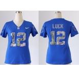 nike women nfl jerseys indianapolis colts #12 luck blue[刺绣亮片]