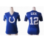 nike women nfl jerseys indianapolis colts #12 luck field flirt fashion blue[nike 2012]