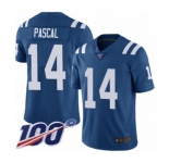 Youth Indianapolis Colts #14 Zach Pascal Royal Blue Team Color Vapor Untouchable Limited Player 100th Season Football Jersey