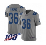 Youth Indianapolis Colts #36 Derrick Kindred Limited Gray Inverted Legend 100th Season Football Jersey