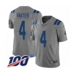 Youth Indianapolis Colts #4 Adam Vinatieri Limited Gray Inverted Legend 100th Season Football Jersey
