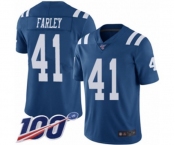 Youth Indianapolis Colts #41 Matthias Farley Limited Royal Blue Rush Vapor Untouchable 100th Season Football Jersey