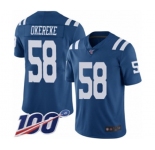 Youth Indianapolis Colts #58 Bobby Okereke Limited Royal Blue Rush Vapor Untouchable 100th Season Football Jersey