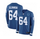 Youth Indianapolis Colts #64 Mark Glowinski Limited Blue Therma Long Sleeve Football Jersey