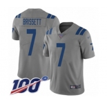 Youth Indianapolis Colts #7 Jacoby Brissett Limited Gray Inverted Legend 100th Season Football Jersey