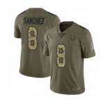 Youth Indianapolis Colts #8 Rigoberto Sanchez Limited Olive Camo 2017 Salute to Service Football Jersey
