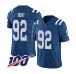 Youth Indianapolis Colts #92 Margus Hunt Royal Blue Team Color Vapor Untouchable Limited Player 100th Season Football Jersey