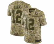 Youth Nike Indianapolis Colts #12 Andrew Luck Limited Camo 2018 Salute to Service NFL Jersey
