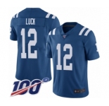 Youth Nike Indianapolis Colts #12 Andrew Luck Royal Blue Team Color Vapor Untouchable Limited Player 100th Season NFL Jersey