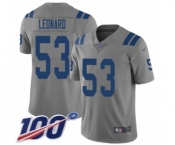 Youth Nike Indianapolis Colts #53 Darius Leonard Limited Gray Inverted Legend 100th Season NFL Jersey