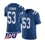 Youth Nike Indianapolis Colts #53 Darius Leonard Royal Blue Team Color Vapor Untouchable Limited Player 100th Season NFL Jersey