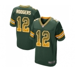 Men's Green Bay Packers #12 Aaron Rodgers Elite Green Home Drift Fashion Football Jersey
