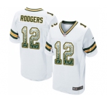 Men's Green Bay Packers #12 Aaron Rodgers Elite White Road Drift Fashion Football Jersey