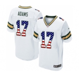 Men's Green Bay Packers #17 Davante Adams Elite White Road USA Flag Fashion Football Jersey