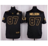 Nike Green Bay Packers #87 Jordy Nelson Black Pro Line Gold Collection Jersey[Elite]