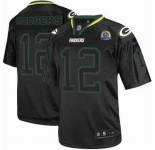 nike nfl jerseys green bay packers #12 rodgers black[Elite lights out 50th Patch]