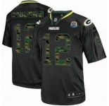 nike nfl jerseys green bay packers #12 rodgers black[camo fashion Elite 50th Patch]
