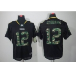 nike nfl jerseys green bay packers #12 rodgers black[camo fashion Elite]