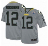 nike nfl jerseys green bay packers #12 rodgers grey[Elite lights out 50th Patch]