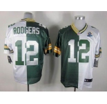 nike nfl jerseys green bay packers #12 rodgers white-green[Elite split 50th Patch]