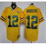 nike nfl jerseys green bay packers #12 rodgers yellow[Elite 50th Patch]