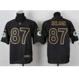 nike nfl jerseys green bay packers #87 jordy nelson black[Elite gold lettering fashion]