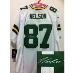 nike nfl jerseys green bay packers #87 nelson white[Elite signature]