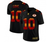 Green Bay Packers #10 Jordan Love Men's Black Nike Red Orange Stripe Vapor Limited NFL Jersey