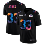 Green Bay Packers #33 Aaron Jones Men's Nike Multi-Color Black 2020 NFL Crucial Catch Vapor Untouchable Limited Jersey