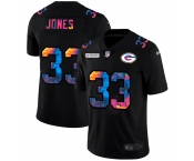 Green Bay Packers #33 Aaron Jones Men's Nike Multi-Color Black 2020 NFL Crucial Catch Vapor Untouchable Limited Jersey