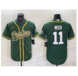 Men Green Bay Packers #11 Jayden Reed Green Cool Base Stitched Baseball Jersey