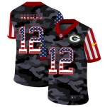 Men New Nike Green Bay Packers #12 Rodgers 2020 Nike USA Camo Salute to Service Limited Jersey
