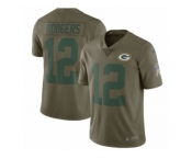 Men Nike Green Bay Packers #12 Aaron Rodgers Limited Olive 2017 Salute to Service NFL Jersey