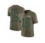 Men Nike Green Bay Packers #15 Bart Starr Limited Olive 2017 Salute to Service NFL Jersey