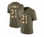 Men Nike Green Bay Packers #21 Ha Ha Clinton-Dix Limited Olive Gold 2017 Salute to Service NFL Jersey