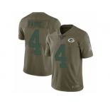Men Nike Green Bay Packers #4 Brett Favre Limited Olive 2017 Salute to Service NFL Jersey