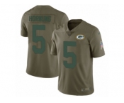 Men Nike Green Bay Packers #5 Paul Hornung Limited Olive 2017 Salute to Service NFL Jersey