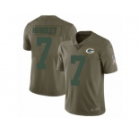 Men Nike Green Bay Packers #7 Brett Hundley Limited Olive 2017 Salute to Service NFL Jersey